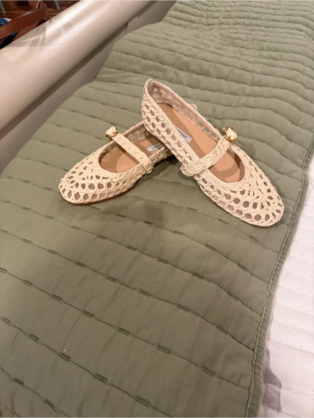 Beige Woven Mary Jane Flats - Steve Madden